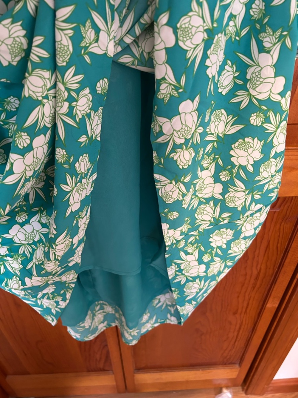 Davi & Dani Teal Floral Dress Plus 3X NWT Open Tie‑Back Lantern Sleeve Midi - Picture 5 of 12